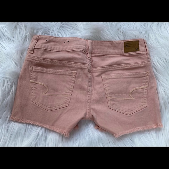 American Eagle Pink Jean Shorts Stretch 00 - Picture 3 of 4